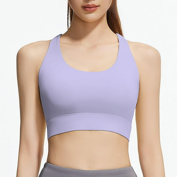 Wensltd Womens Sport Yoga Bras Crew Neck Sleeveless Cropped Tops Trendy Workout Fitness Push Up Bra Black