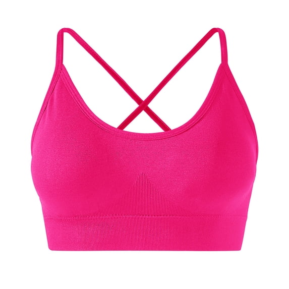 Wensltd Womens Sport Yoga Bras Crew Neck Sleeveless Cropped Tops Trendy Workout Fitness Push Up Bra