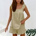 thumbnail image 1 of Wensltd Womens Summer Outfits Square Neck Fashion Versatile Ruffle Tops, 1 of 6