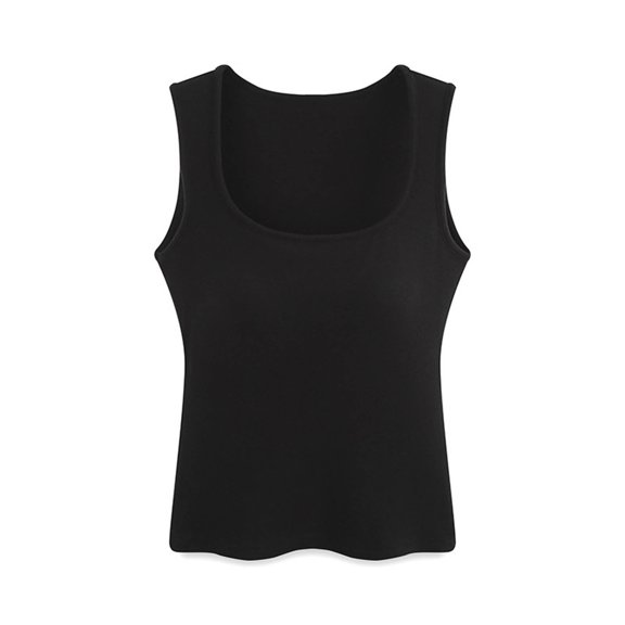 Wensltd Womens Summer Tank Top With Built In Bra Lightweight Solid Color Square Neck Sleeveless Sleep Undershirt
