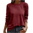 thumbnail image 1 of Wensltd Womens Sweatshirts No Hood Solid Color Crew Neck Casual Long Sleeve Pullover Sportswear Tops, 1 of 9