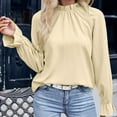 thumbnail image 1 of Wensltd Womens White Shirt Long Sleeve Stand-up Collar Blouse Business Casual Tops, 1 of 6