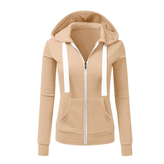 Wensltd Zip Up Hoodie for Women Casual Long Sleeve Top with Pockets Loose Fit Athletic Style Jacket