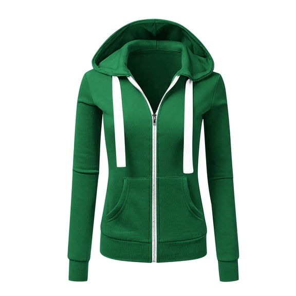 Wensltd Zip Up Hoodie for Women Casual Long Sleeve Top with Pockets Loose Fit Athletic Style Jacket