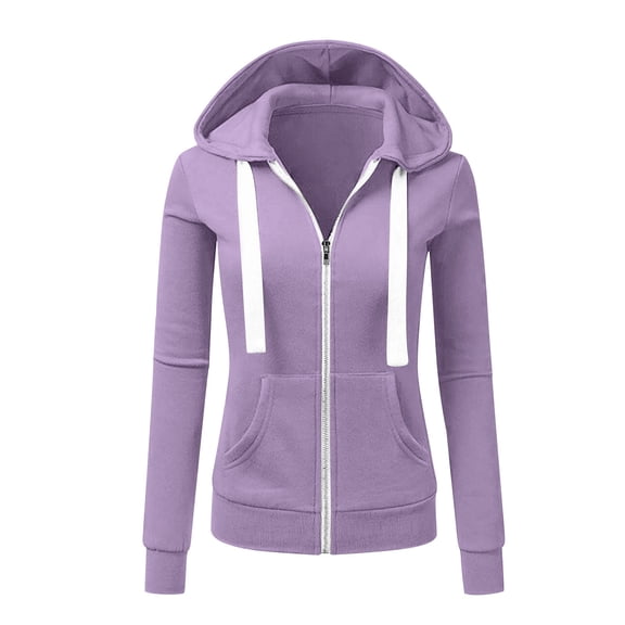 Wensltd Zip Up Hoodie for Women Casual Long Sleeve Top with Pockets Loose Fit Athletic Style Jacket