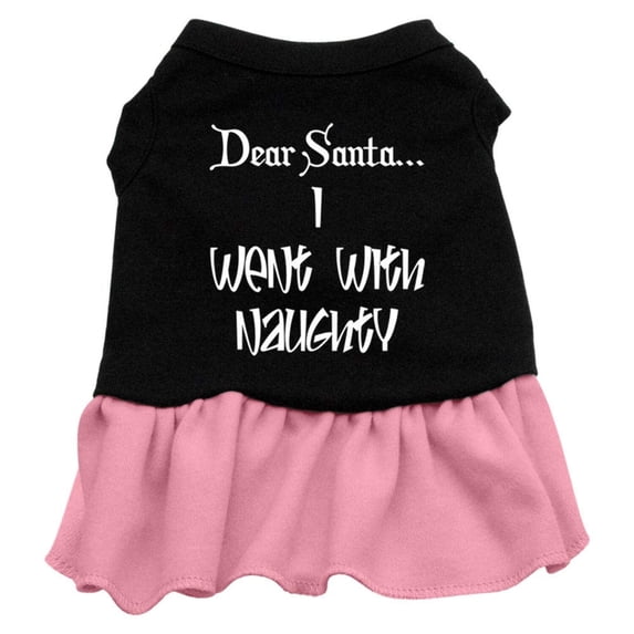 Christmas Pet Dog Cat Dress Screen Printed, "Dear Santa, I Went With Naughty"