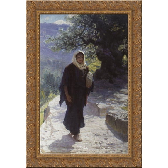 Went into the hill country 19x24 Gold Ornate Wood Framed Canvas Art by Polenov, Vasily