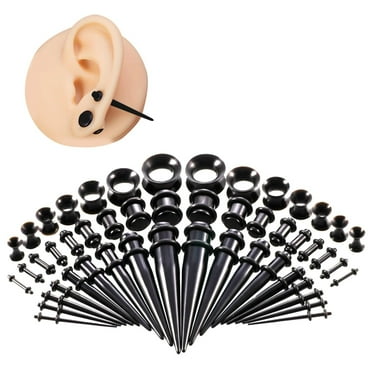Wentin 50 Pieces Ear Stretching Kit Acrylic Tapers And Plugs + Silicone Tunnels Ear Gauges Expander Set Body Piercing Jewelry