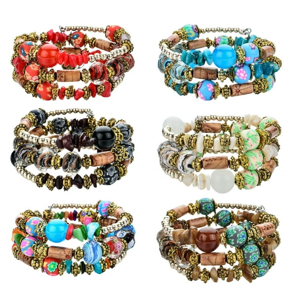 Wentin Bracelets Clearance! Stackable Bead Bracelets For Women Stretch Multilayered Bracelet Set Multicolor Jewelry