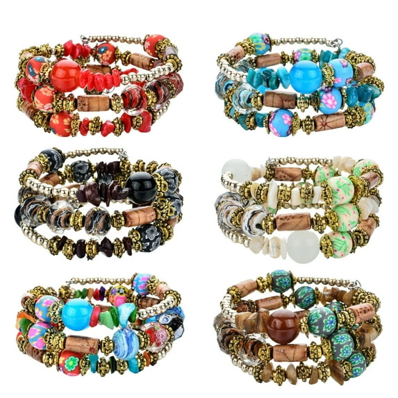 Wentin Bracelets Clearance! Stackable Bead Bracelets For Women Stretch Multilayered Bracelet Set Multicolor Jewelry