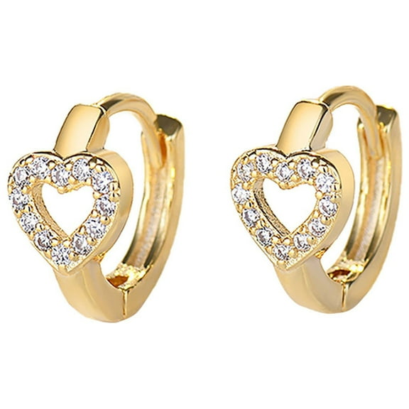 Wentin Cheap! Earrings Heart Earrings Stud Earrings For Women Gold Plated Trendy Cubic Zirconia Jewelry Valentines Day Earrings Mothers Day Gifts Hip Hop Jewelry