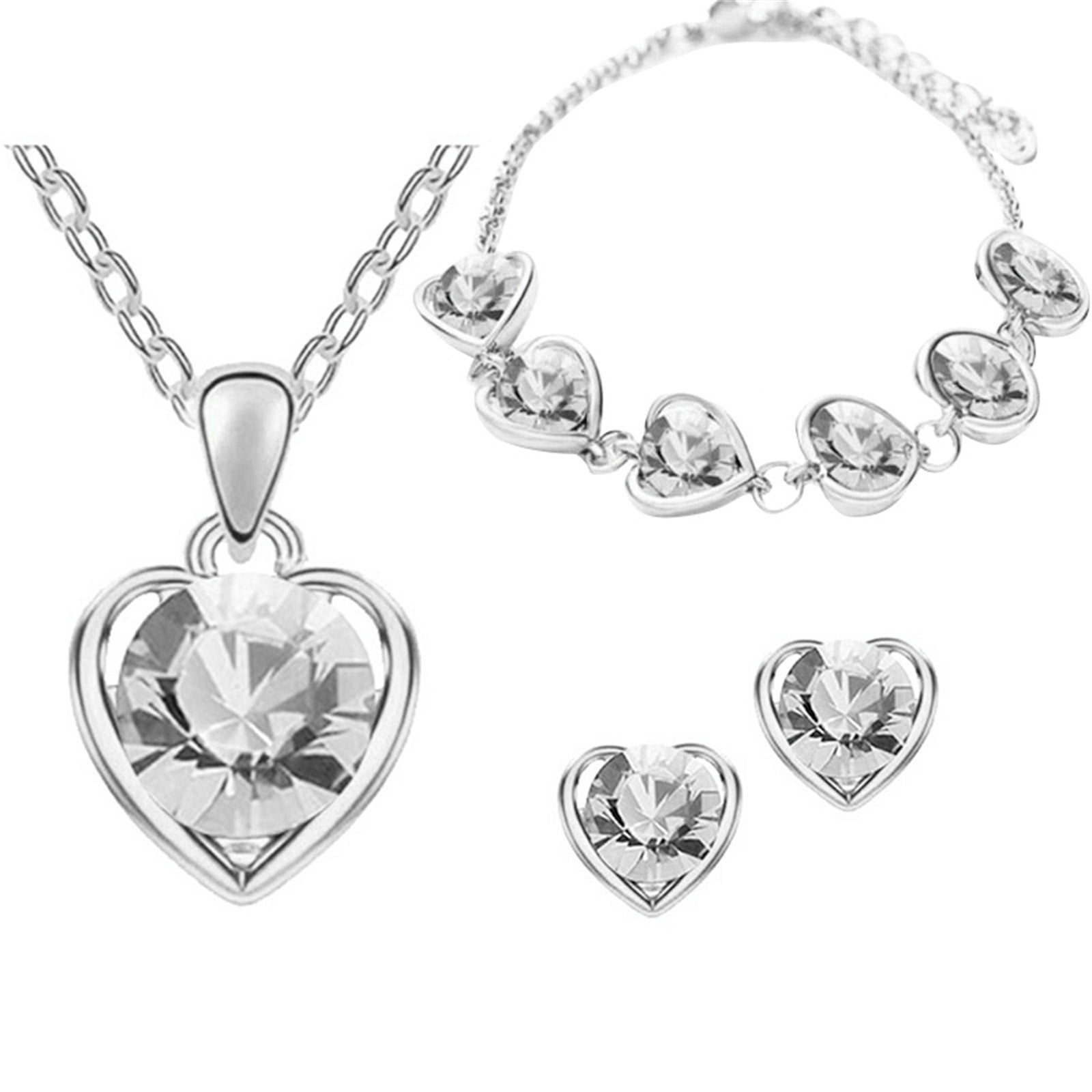 Wentin Cheap Jewelry Sets Women Crystal Jewelry Simple Heart Necklace Wentin cheap jewelry sets women crystal jewelry simple heart necklace