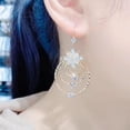thumbnail image 1 of Wentin Earrings Clearance! Crystal Flower Drop Leverback Earrings For Women Fashion Plated Jewelry Geometric Multi Layered Circle Flower Earrings, 1 of 6