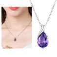 thumbnail image 1 of Wentin Necklaces & Pendants Clearance! Natural Crystal Necklace Purple Crystal Teardrop Pendant For Wife Jewelry Gift For Her Graduation Anniversary Birthday Present, 1 of 8