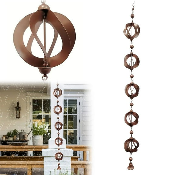 Wentin Other Clearance! Rain Chain Rotating Rain Chain Rotating Wind Chime Metal Rain Chain Garden Crafts
