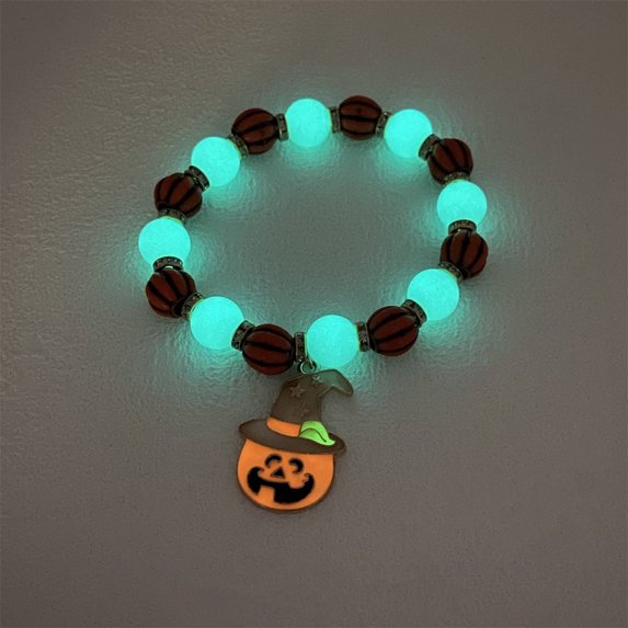 Wentin Reduced Bracelets 4 PCS Halloween Bracelet For Women Girls Colorful Beaded Stretchy Bracelets Pumpkin Bat Charm Bracelet Halloween Costume Jewelry Gifts