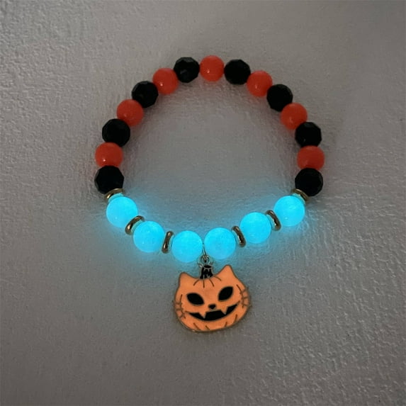Wentin Reduced Bracelets 4 PCS Halloween Bracelet For Women Girls Colorful Beaded Stretchy Bracelets Pumpkin Bat Charm Bracelet Halloween Costume Jewelry Gifts