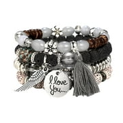 Wentin Reduced Bracelets 4 Sets Bohemian Stretch Beaded Bracelets For Women Multilayer Stackable Bracelets Strand Bangles