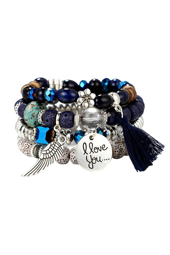 Wentin Reduced Bracelets 4 Sets Bohemian Stretch Beaded Bracelets For Women Multilayer Stackable Bracelets Strand Bangles