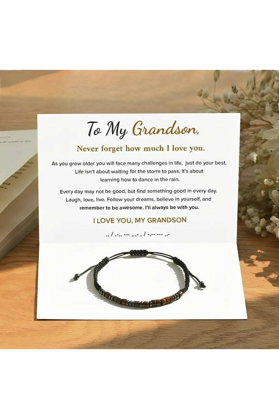 Wentin Reduced Bracelets Give My Grandson Love You Forever Black Magnet Bracelet Christmas Bracelet For Grandson Boy Birthday Gift
