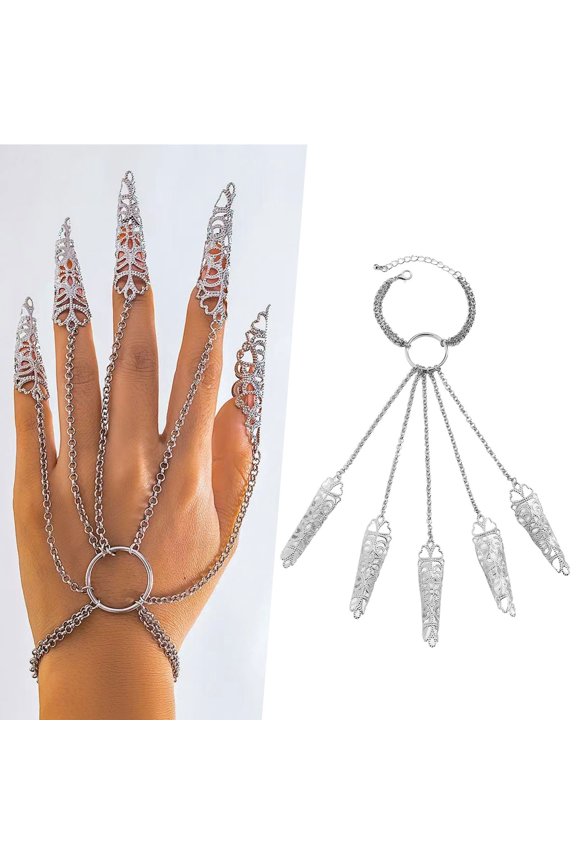 Wentin Reduced Bracelets Gothic Halloween Chain Finger Bracelet Personalized Tapered Tassel Nail Hand Back Chain