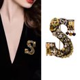 thumbnail image 1 of Wentin Reduced Brooch Crystal Pearl Initial Brooch Gold Plated Enamel Colored Letter Letter Brooch Brooch Jewelry, 1 of 9