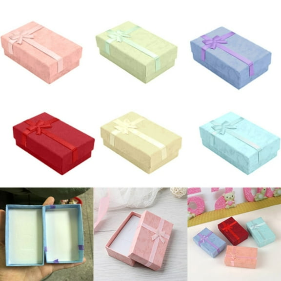 Wentin Reduced Jewelry box SKPPC 12 PCS Paper Gift Boxes With Lids And Ribbon Bows For Jewelry Display Rings Necklaces Earrings And Bracelet Gift Packaging Box,6 Colors