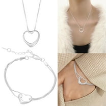 Wentin Reduced Necklaces & Pendants Copper Plated 925 Silver Jewelry Bracelet Necklace Set In The Shape Of A Heart For Women