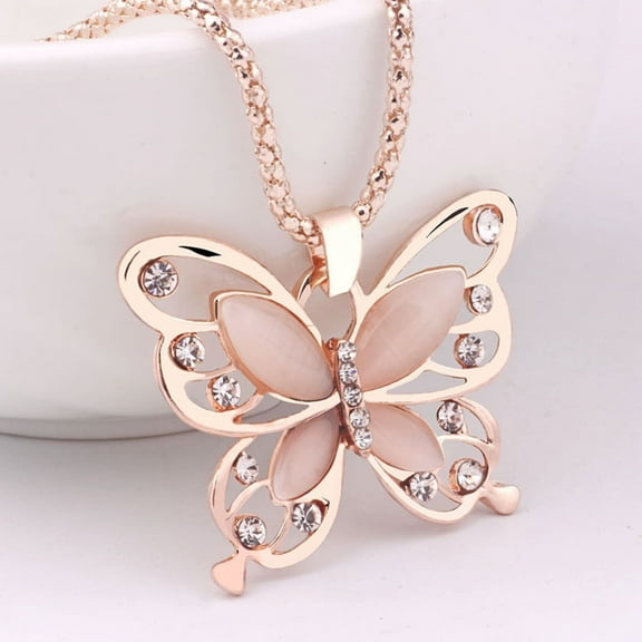 Reduced Necklaces & Pendants Fashion Long Charm Pendant Women Rose Opal Chain Necklace Gold Jewelry Necklaces Pendants