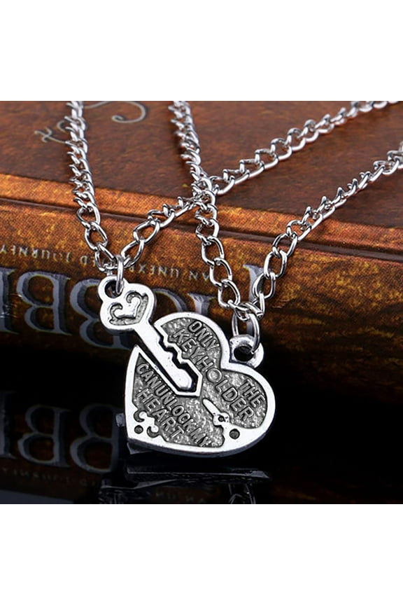 Wentin Reduced Necklaces & Pendants Fashionable And Creative Couple Necklace Personalized Key Heart Shaped Key Lock Letter Pendant