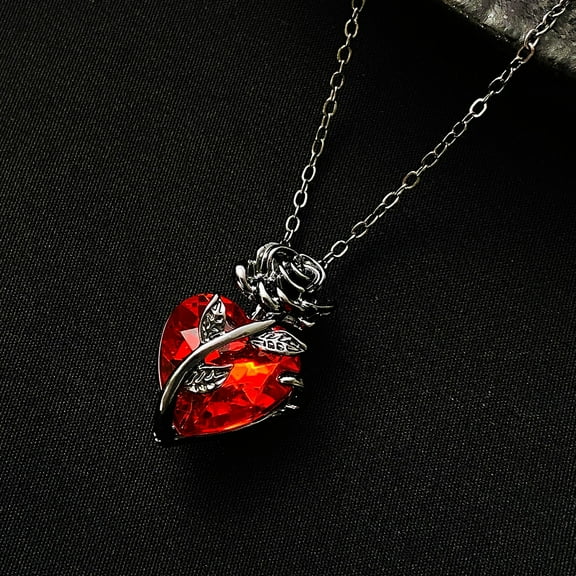 Wentin Reduced Necklaces & Pendants Gothic Necklace For Women Vintage Punk Blacke Rose Necklaces Long Goth Heart Necklaces Halloween Necklace Valentine's Day Jewelry Gifts