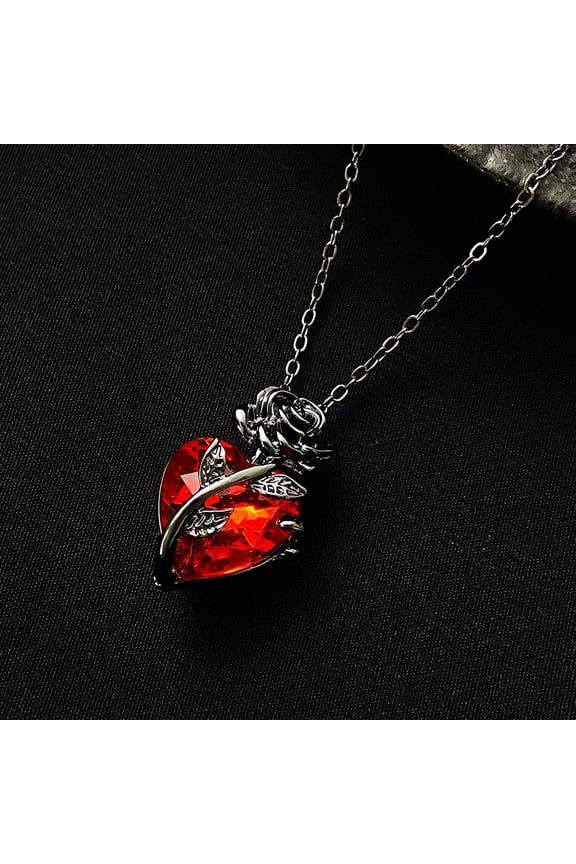 Wentin Reduced Necklaces & Pendants Gothic Necklace For Women Vintage Punk Blacke Rose Necklaces Long Goth Heart Necklaces Halloween Necklace Valentine's Day Jewelry Gifts