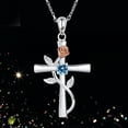 thumbnail image 1 of Wentin Reduced Necklaces & Pendants Personalise Crucifix Rose Diamond Necklace For Women Necklace Necklace Memorial Pendant Jewelry Gift, 1 of 2