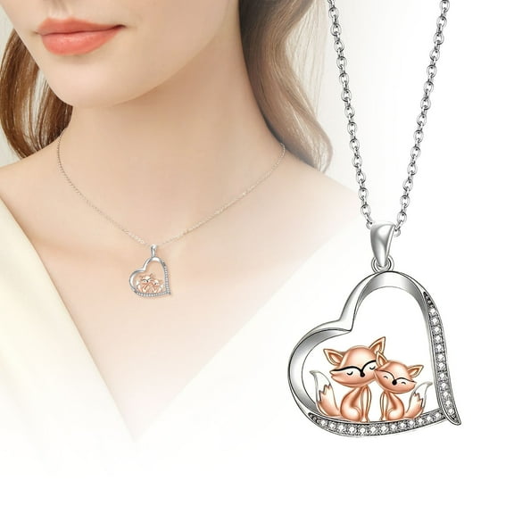 Wentin Reduced Necklaces & Pendants Two Foxes Necklaces Cute Pendant Mother Necklace Daughter Necklace