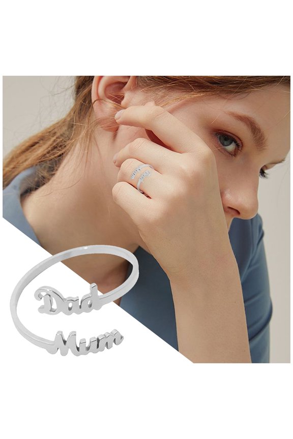 Wentin Reduced Rings Dad Mum Ring Female Personality Simple Europe And America I Love Mom And Dad Ring.