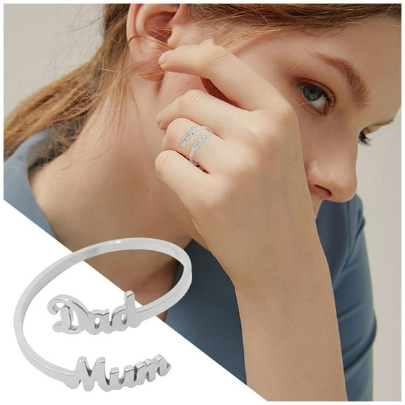 Wentin Reduced Rings Dad Mum Ring Female Personality Simple Europe And America I Love Mom And Dad Ring.