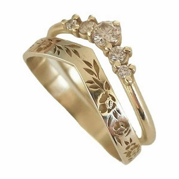 Wentin Reduced Rings Finger Circlet 1 Pair Finger Circlet Solid Color V Shape Garland Shape Matching Women Circlet Set Wedding Gift Women Circlet Set