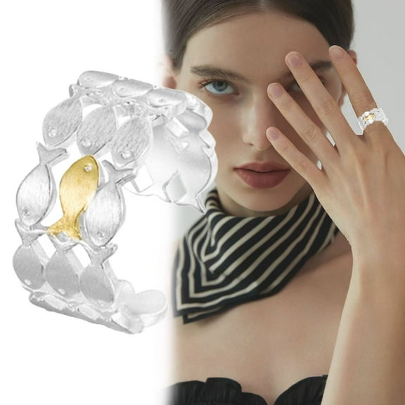 Wentin Reduced Rings Open Ring Adjustable Ring Jewelry Multiple Ring Swimming Against The Current Inspirational Ring For Women