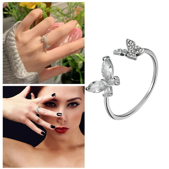 Wentin Reduced Rings Sterling Silver Butterfly Spoon Ring: Women Vintage Antique Flower Thumb Rings Jewelry Gifts For Mom Grandma