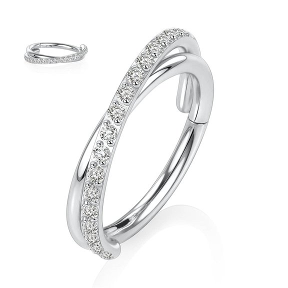 Wentin Reduced Rings Surgical Tragus Conch Daith Piercing Jewelry Cartilage Hoop Earring Cube Zircon Hinged Nose Ring Hoop