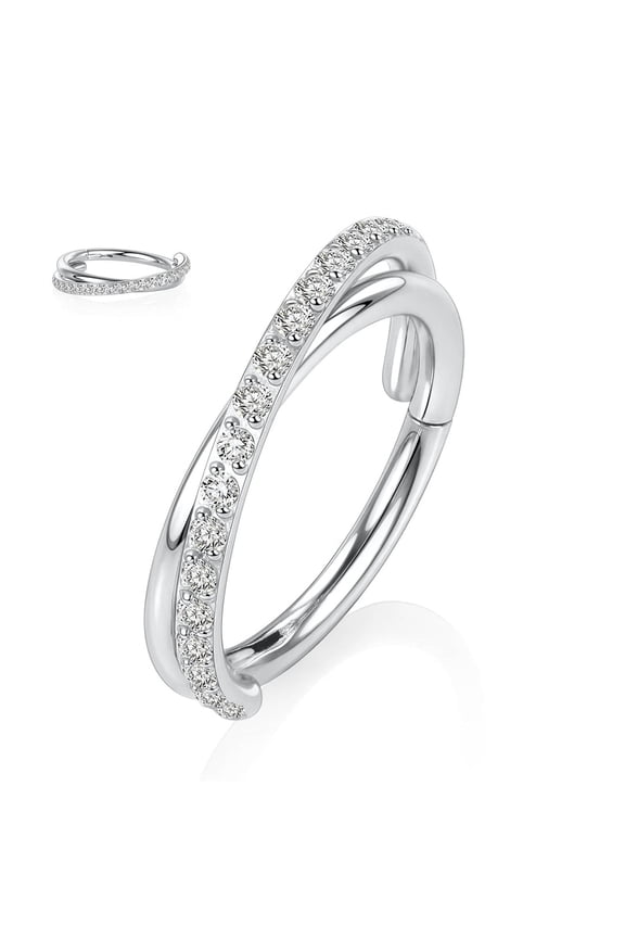 Wentin Reduced Rings Surgical Tragus Conch Daith Piercing Jewelry Cartilage Hoop Earring Cube Zircon Hinged Nose Ring Hoop