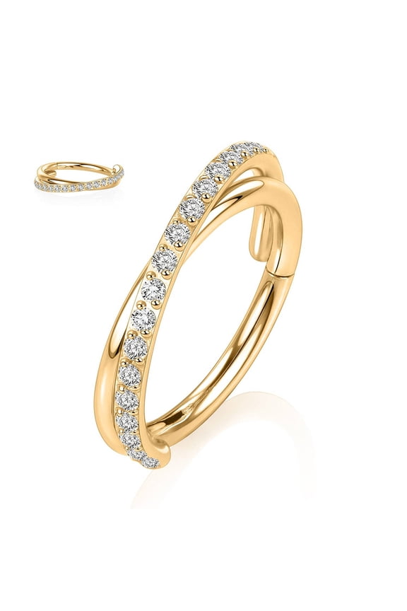 Wentin Reduced Rings Surgical Tragus Conch Daith Piercing Jewelry Cartilage Hoop Earring Cube Zircon Hinged Nose Ring Hoop