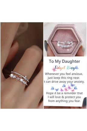 Wentin Reduced Rings To My Daughter Butterfly Ring Butterfly Rhinestone Ring Minimalist Anxiety Ring Gift For Her Back To School Gift