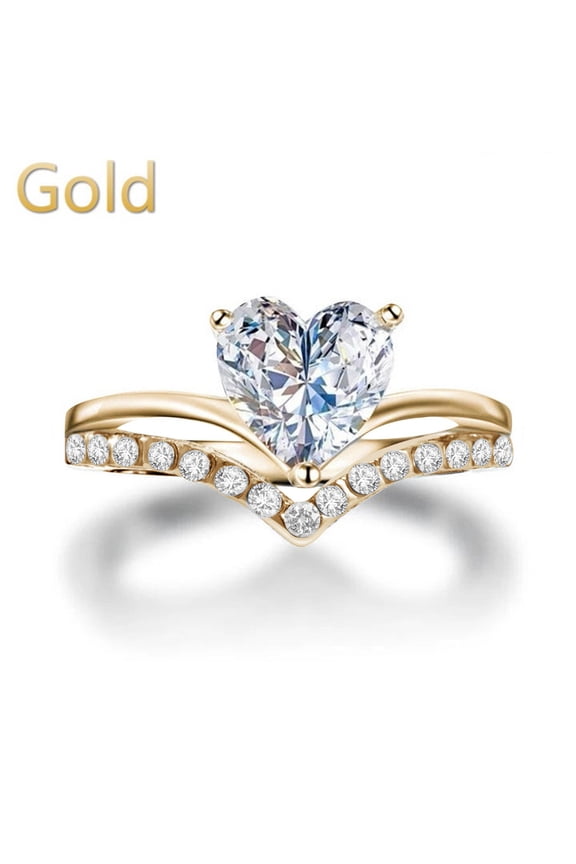 Wentin Reduced Rings Women's Heart-Shaped Zircon Diamond Personalized Princess Engagement Ring