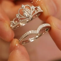 Wentin Rings Clearance! Engagement Rings For Women Cut Bridal Set Cubic Zirconia Wedding Rings Band Set