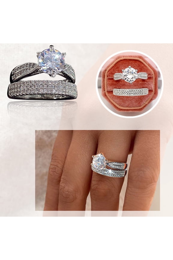Wentin Rings Clearance! Exquisite Shiny Gem Geometric Diamond Ring Full Diamond Ring Personality Retro Trend Ring Geometric Ring Combination Pair Ring