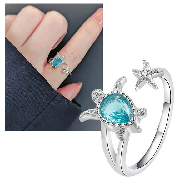 Wentin Rings Clearance! Fashion Mix Animal Sapphire Turtle Ladies Open Zircon Ring Jewelry