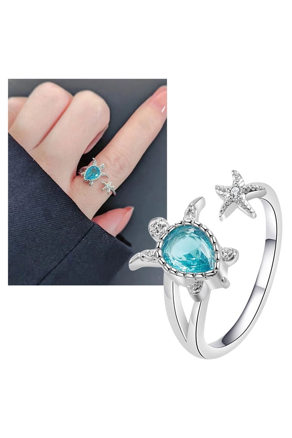 Wentin Rings Clearance! Fashion Mix Animal Sapphire Turtle Ladies Open Zircon Ring Jewelry