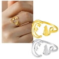 thumbnail image 1 of Wentin Rings Clearance! Personalized And Minimalist Women's Moon Star Cat Ring Stainless Steel Fashionable And Cute Animal Opening Ring Jewelry Gift, 1 of 6