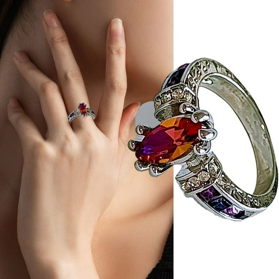 Wentin Rings Clearance! Sterling Silver Ring For Women Birthstone Ring Engagement Ring For Women Anniversary Wedding Promise Ring